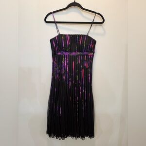 JS Collections Black Purple‎ Pink Green Hues Sheath Dress - Size 4